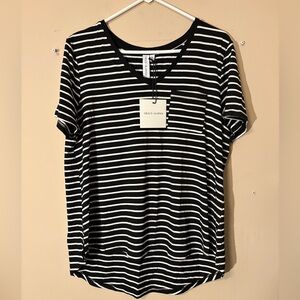 Grace+Karma Black and White Striped Women's Top